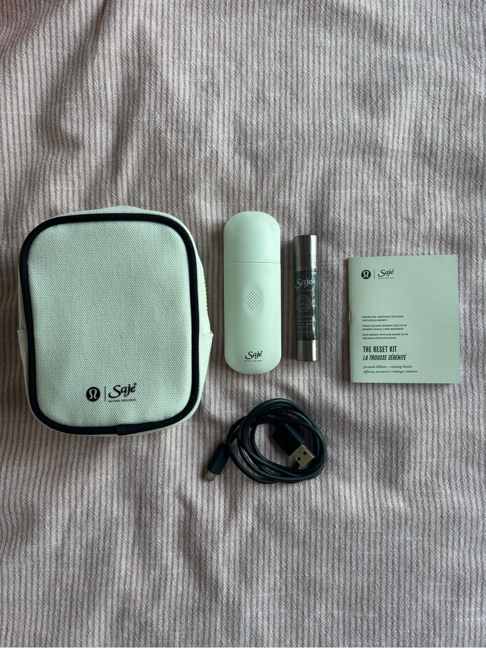 Saje x Lululemon Reset Portable Aromatherapy Diffuser Kit Carry Pouc
